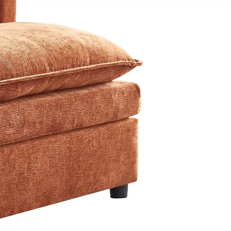 Spacious 142.52 U-Shaped Chenille Sectional Sofa with Double Cushions, Convertible Chaise and Ottomans