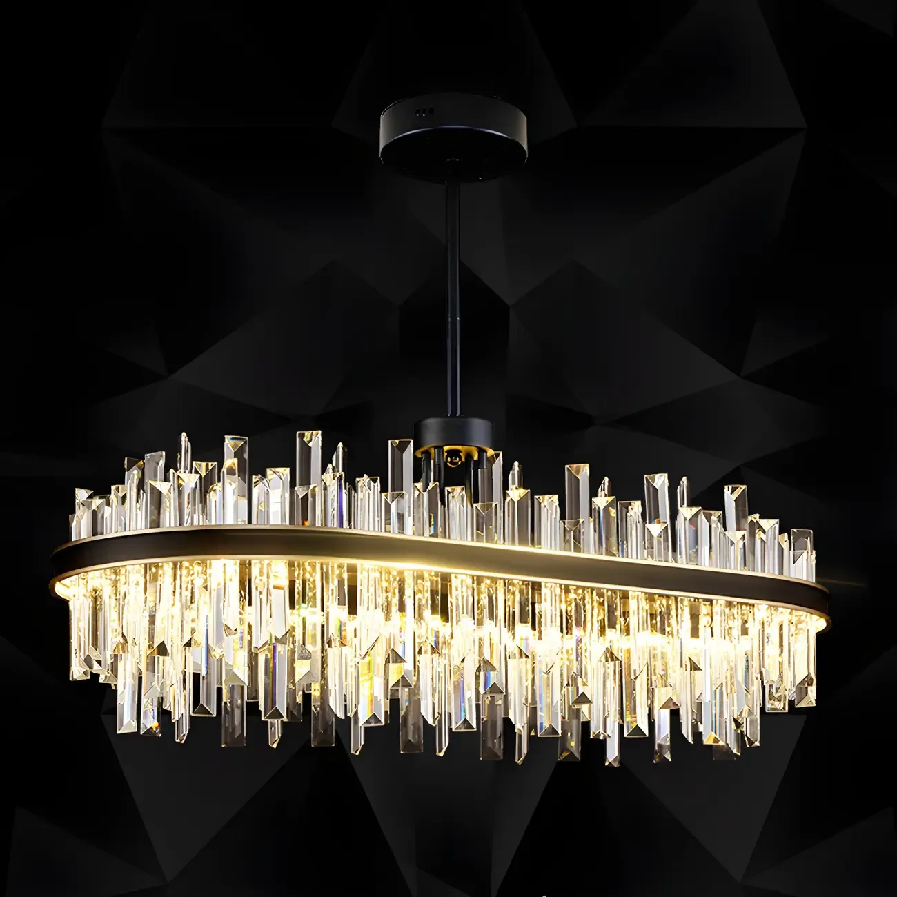 Modish Modern Black Crystal Island Pendant Light