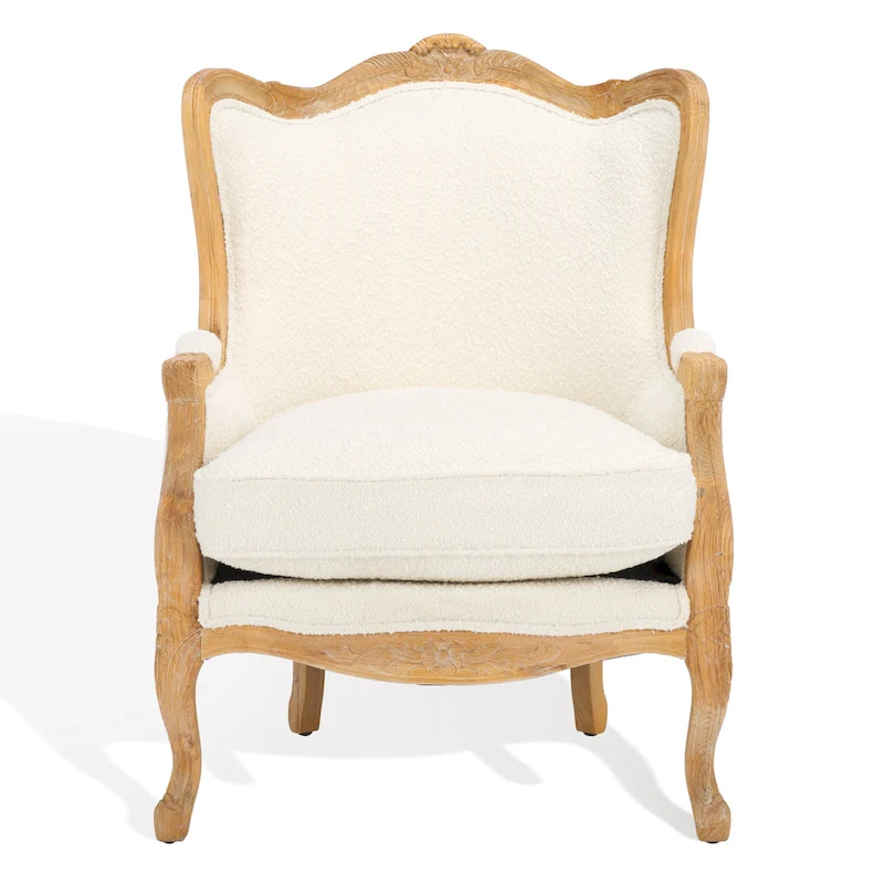 SAFAVIEH Couture Kali Oak Natural Linen Wing Chair - 34Wx34Dx40H