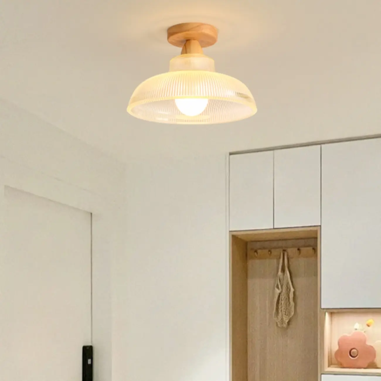 Modern LED Semi-Flush Ceiling Light with Clear Shade