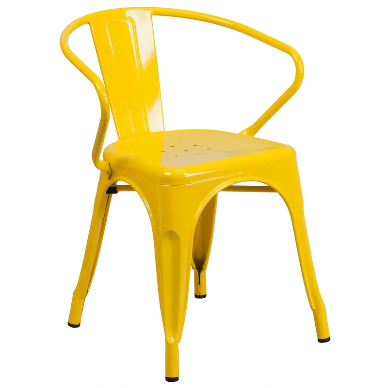 Metal Indoor-Outdoor Chair with Arms - 21.5W x 19D x 27.75H