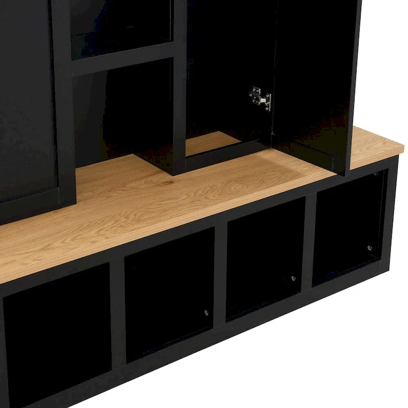 Farmhouse-Style 4-in-1 Hall Tree with Mudroom Bench