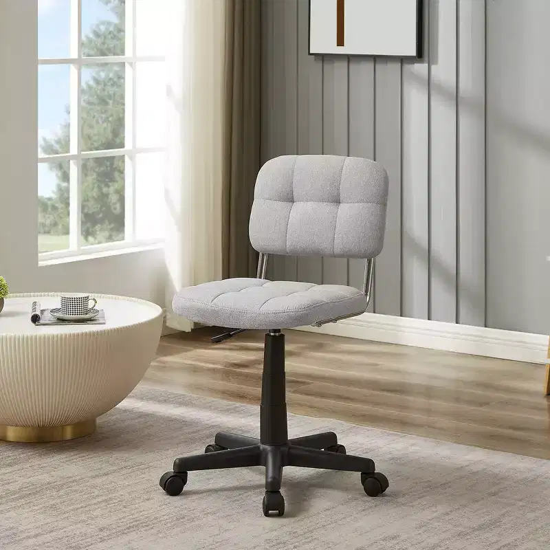 Gray / White Armless Swivel Office Chair, Height Adjustable, Seats 1
