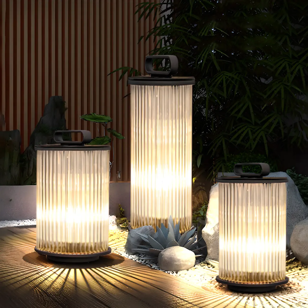 Black Metal Cylindrical Glass Post Cap Light