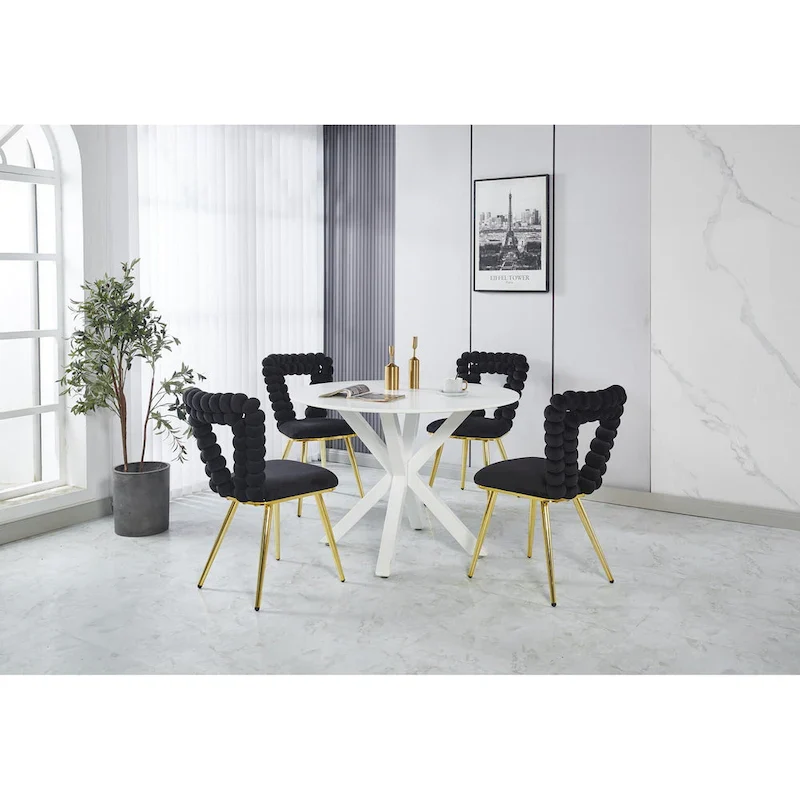 Gold+Black Modern 22.04 Accent Chairs (Set of 2)