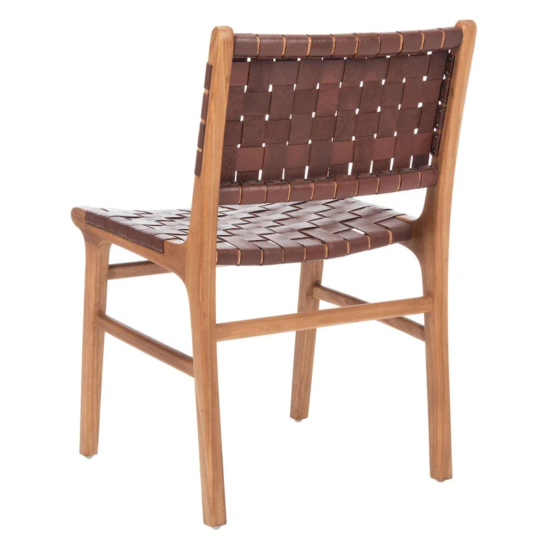 SAFAVIEH Hildred Woven Leather Dining Chair - Cognac / Natural - 20Wx22Dx33H