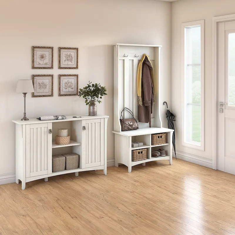 Salinas Entryway Storage Set with Hall Tree, Shoe Bench and Cabinet