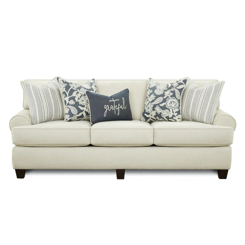 Awesome Oatmeal Round Arm Stationary Sofa