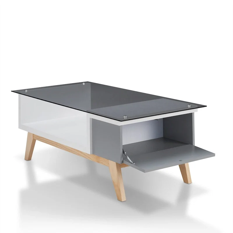 Modern Style 47-Inch Glass-Top Single-Tier Coffee Table