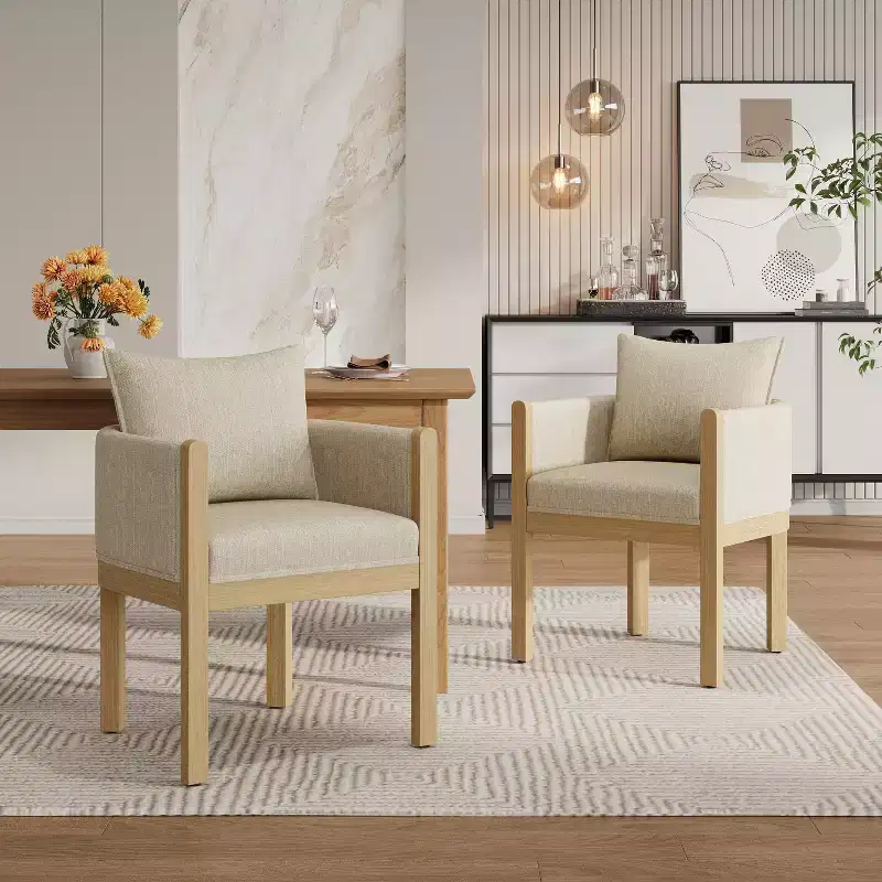 Christopher Knight Home Diana Modern Rubberwood Linen Upholstered Armchairs (Set of 2)