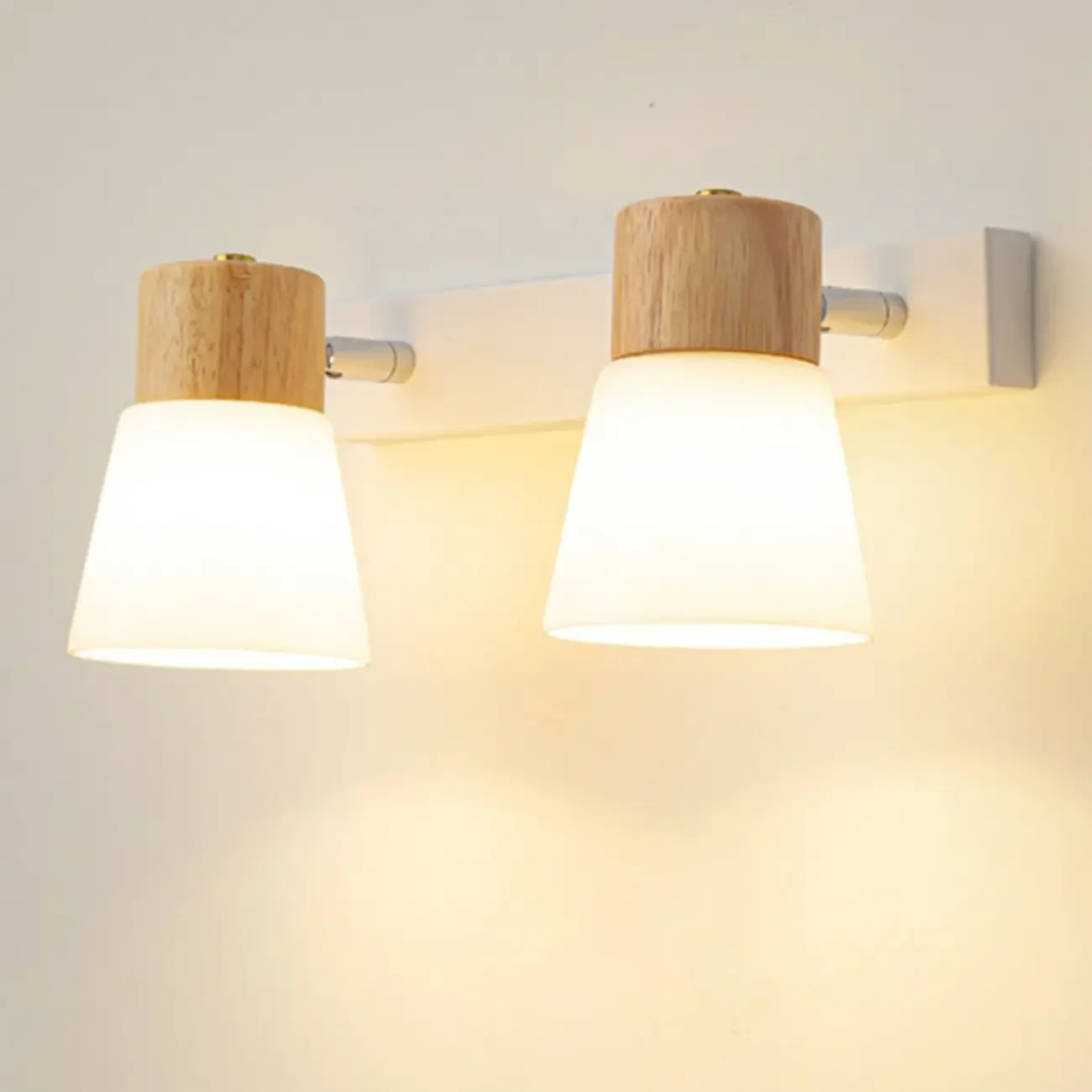 Mini White Natural Wood Metal Wall Sconce
