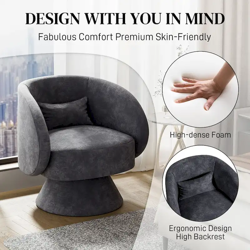 Ouyessir 360 Degree Modern Swivel Cuddle Barrel Sofa Chairs