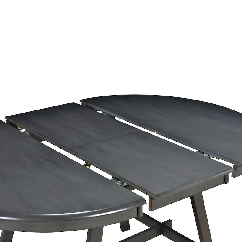 5-Piece Wooden Dining Table Set with Round Extendable Table & 4 Chairs