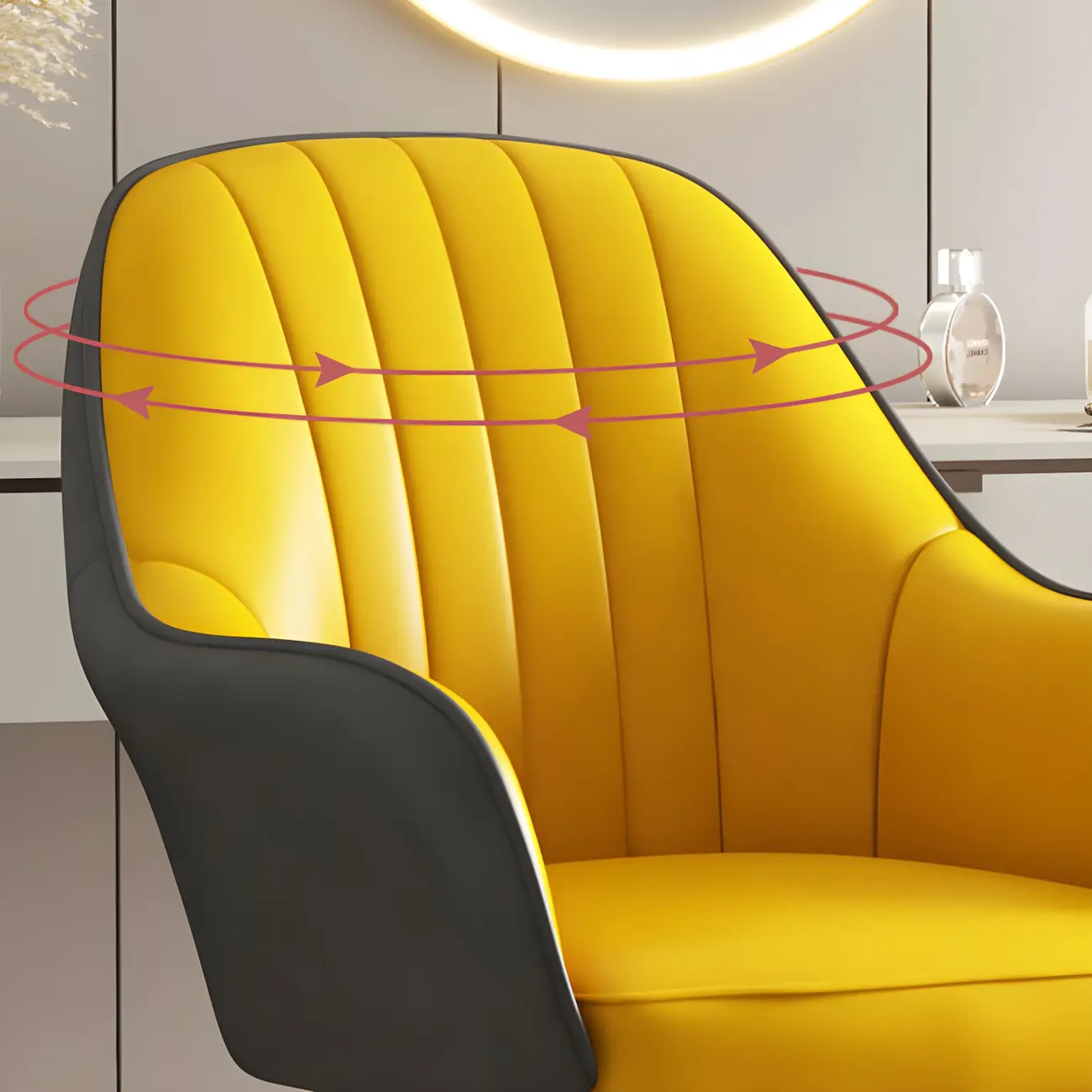 Modern Yellow Leather Swivel Office Chair