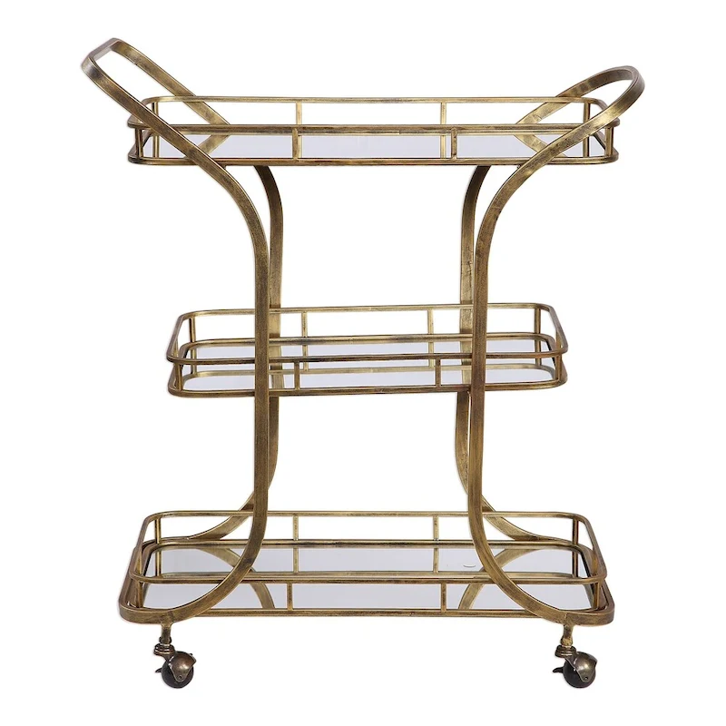 Uttermost Stassi Antiqued Gold Serving Cart