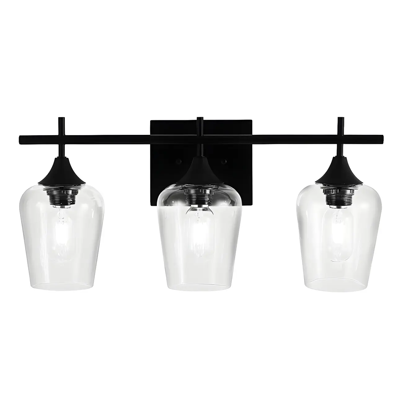 3-Light Industrial Vanity Light Glass Cup Shade LED for Bathroom
