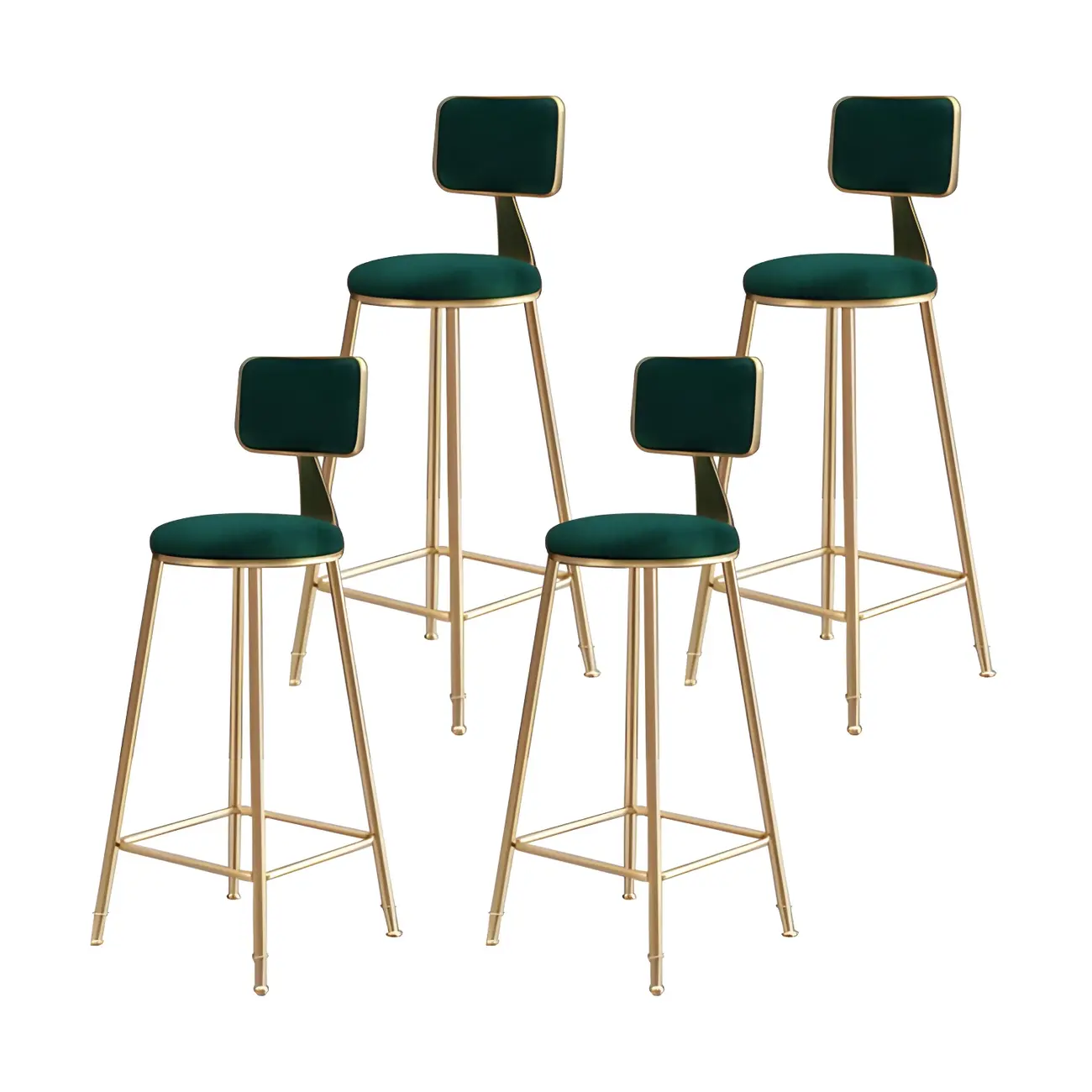 Round Velvet Upholstered Counter Bar Stools