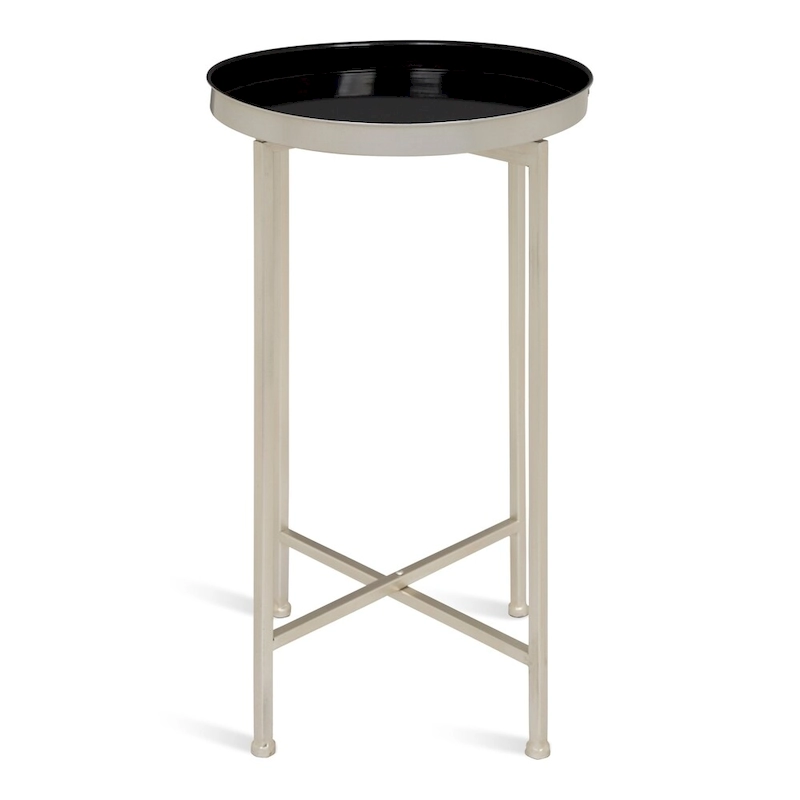 Kate and Laurel Celia Round Metal Foldable Tray Table - 14x14x25.75
