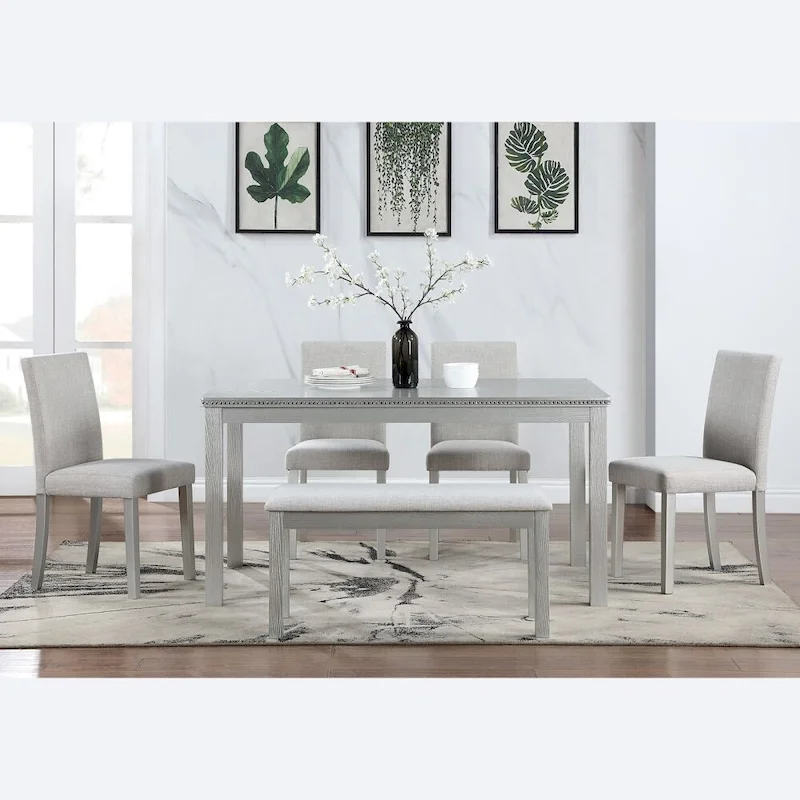 6-Piece Solid Wood Dining Table Set