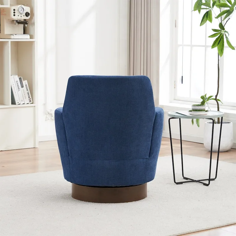 Polyester Swivel Barrel Chair with Stainless Steel Base