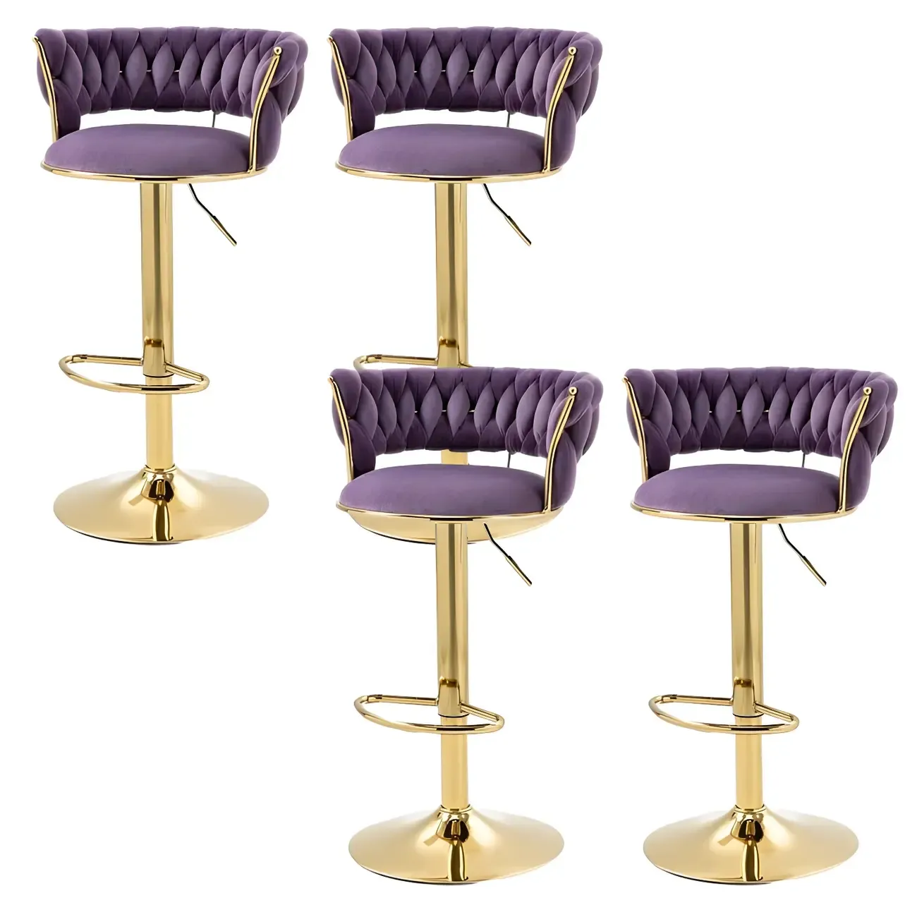 Gold Base Low Back Adjustable Swivel Bar Stool