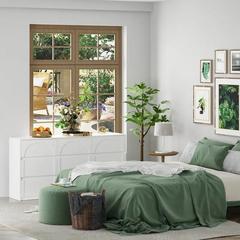 White 9-Drawer Dresser with Modern Design and Safety Features