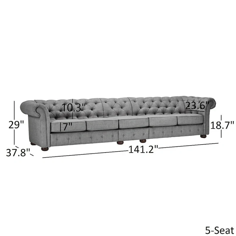 Knightsbridge Light-grey Extra Long Chesterfield Sofa by iNSPIRE Q Artisan