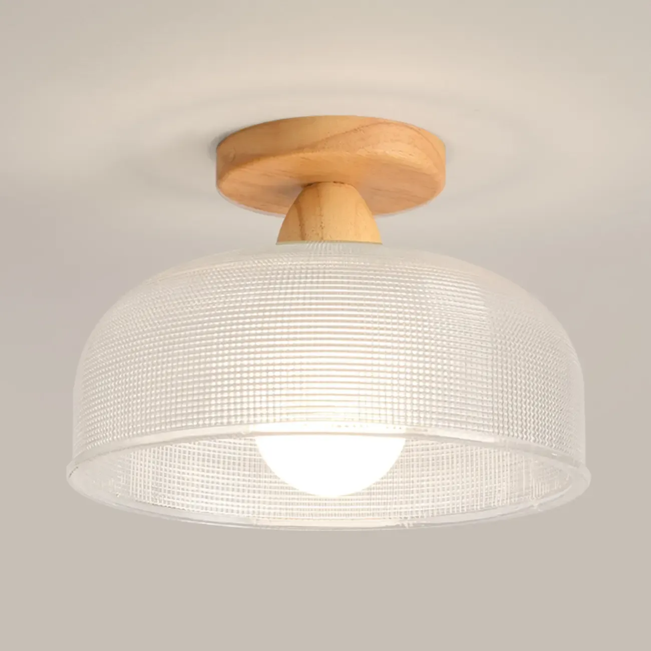 Modern LED Semi-Flush Ceiling Light with Clear Shade