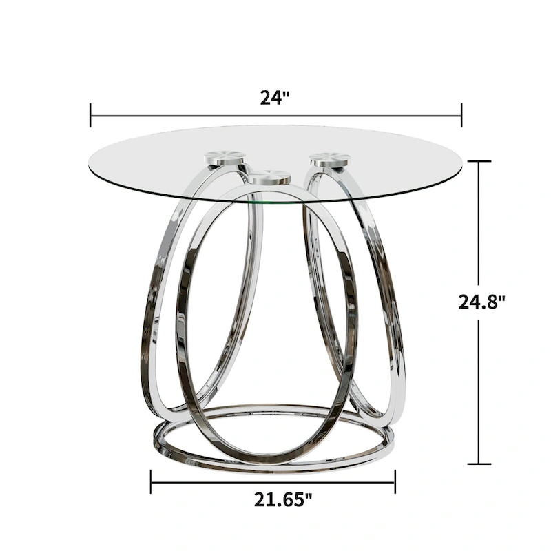 Myhozm Glass Living Room Side Table with Metal Frame