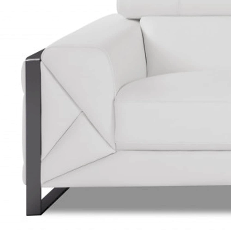 HomeRoots 89 White Italian Leather Sofa With Silver Legs - 35 H x 89 W x 43 D