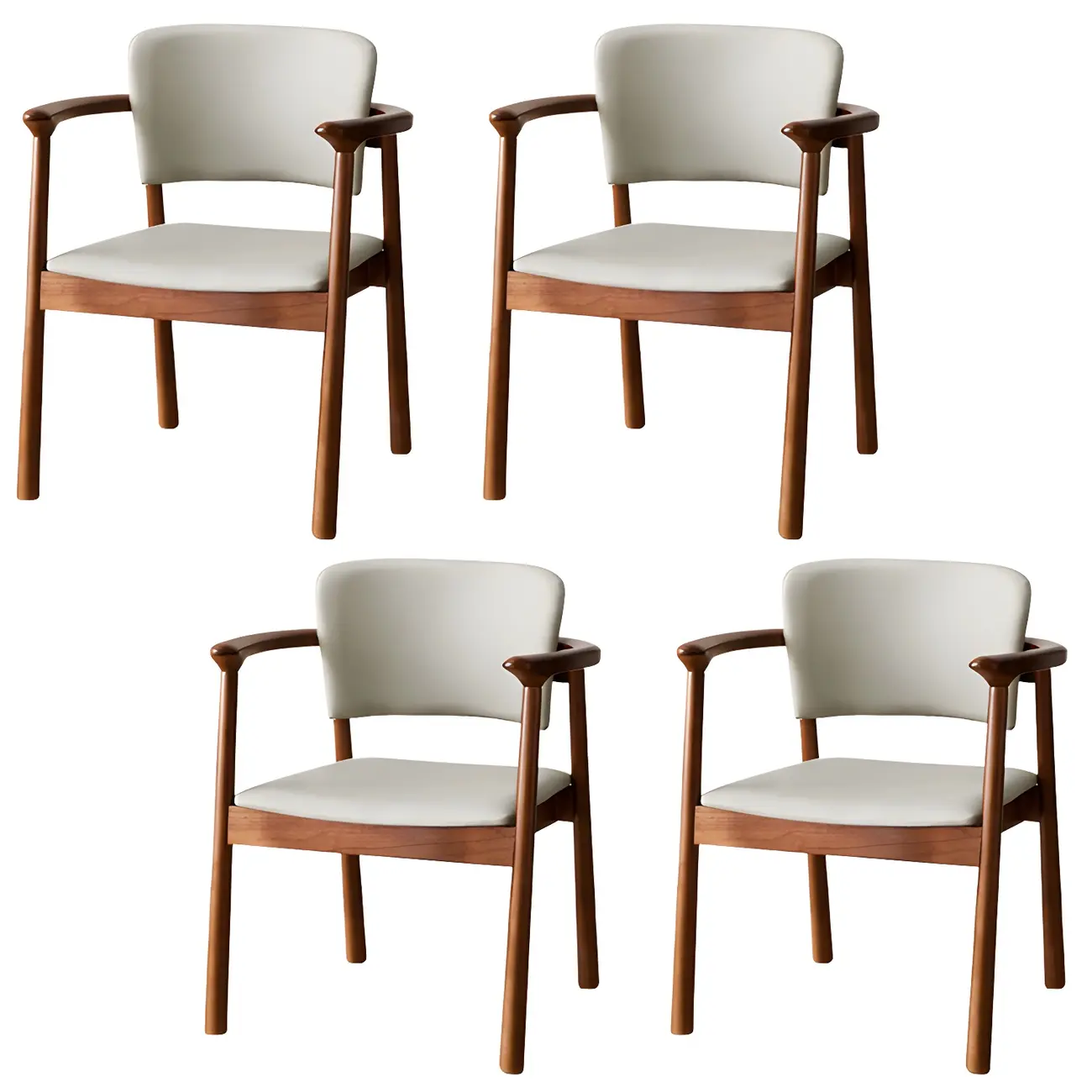 Modern Upholstered Rubberwood Arm Dining Chair Set of 2