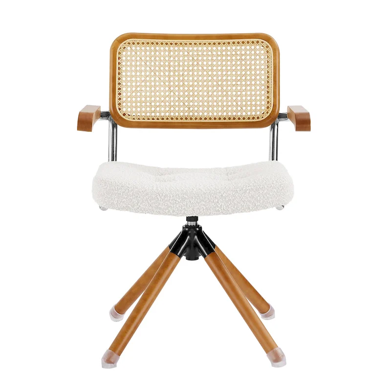 Art Leon Swivel PU Leather and Wooden Accent Chair