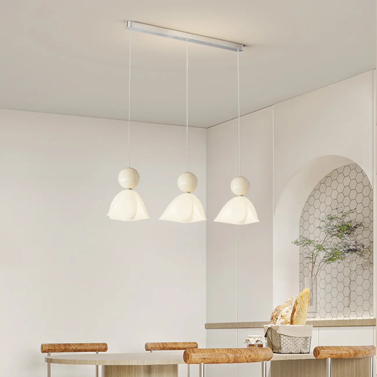 3-Light Modern Chrome Plastic Island Pendant Light