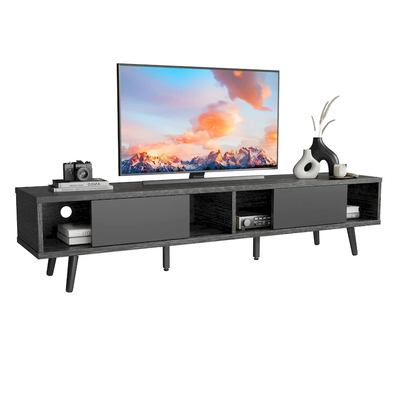 TV Stand for up to 75 TVs with Solid Wood Entertainment Center TV Console Mid-century - 70 inches