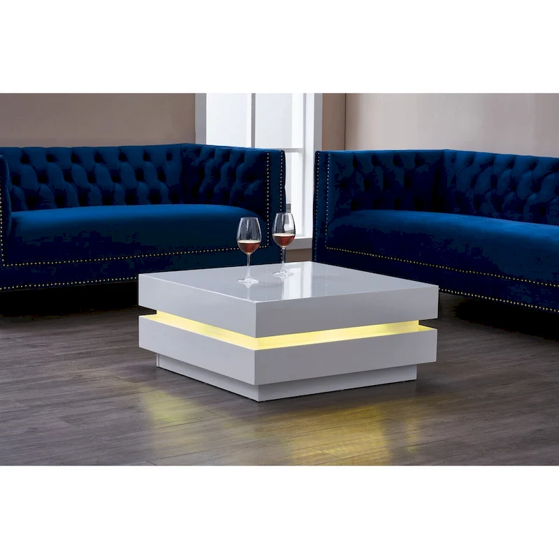 Artiva Modern Coffee Table, Remote Multi LED Light