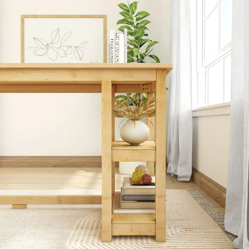 Plank and Beam Desk with Bookshelves