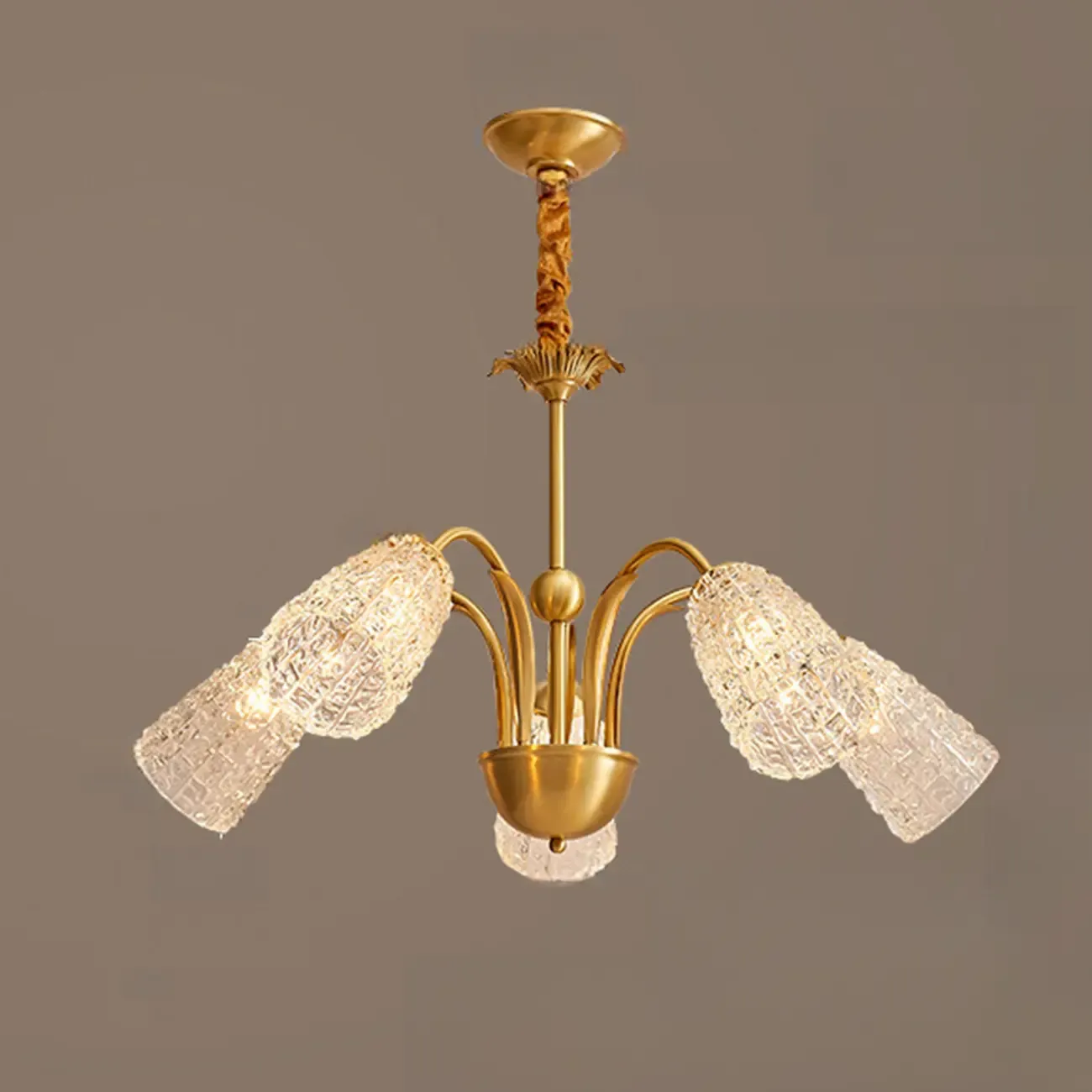 Elegant Gold Downward Crystal Bell Chandelier