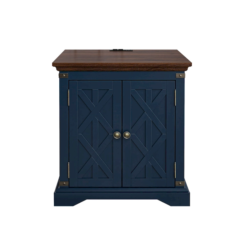 Farmhouse End Table with Charging Station - 25 in Height