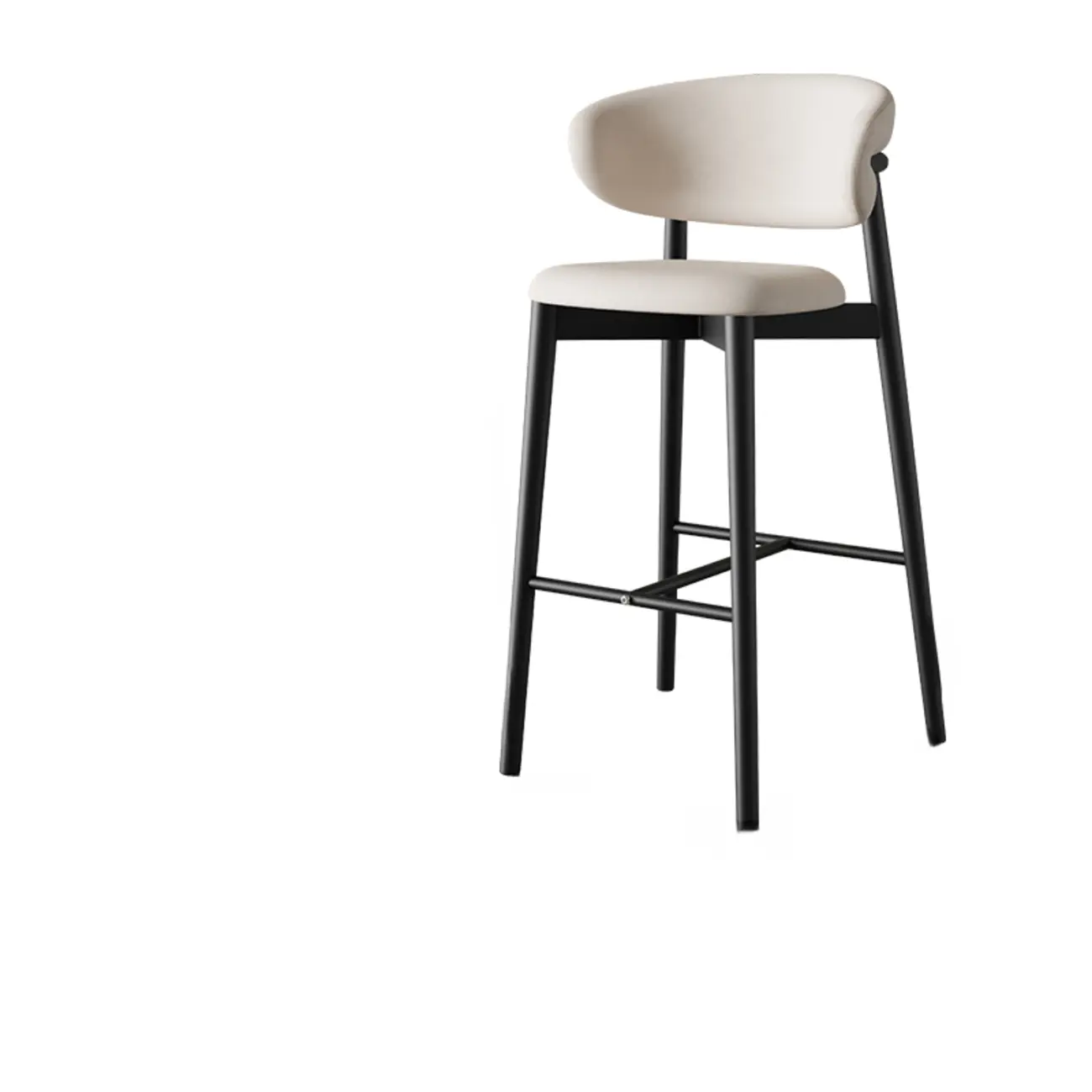 Art Deco Low Back Counter Height Leather Bar Stool