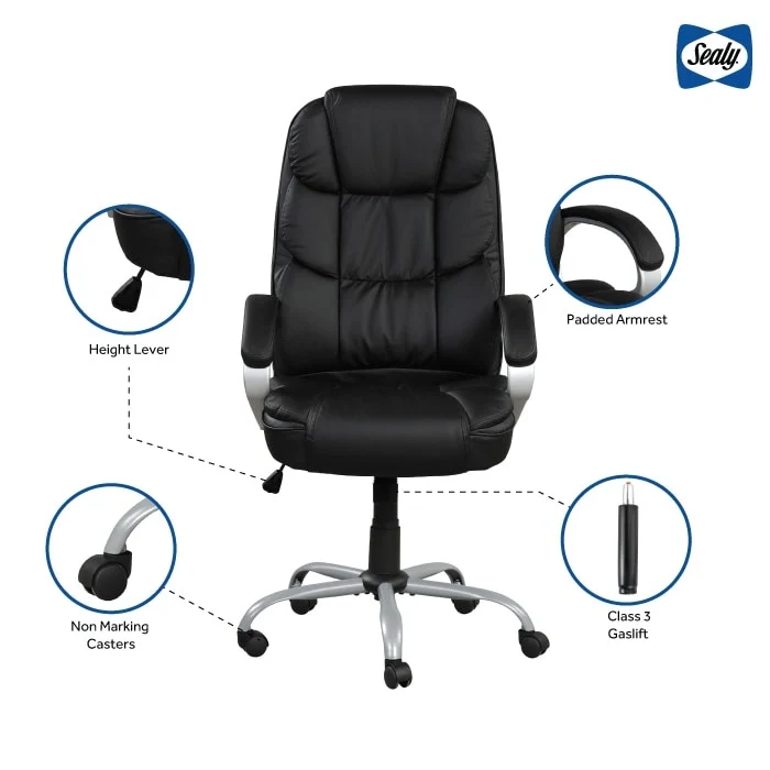 Sealy Kronos Mid-Back Ergonomic Swivel Office Chair with Padded Armrests
