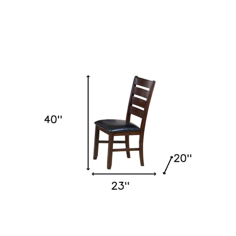 Faux Leather Ladder Back Side Chairs and Solid Wood Set of 2 - 23 L x 20 W x 40 H