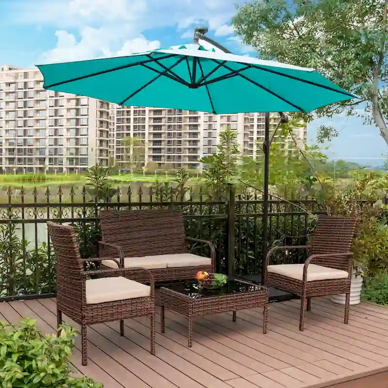 Sonoma 4 Piece Wicker all-weather Conversation Set with Cushions & Coffee Table