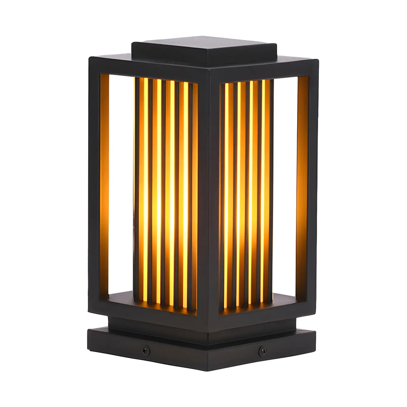 Wired Vertical Striped Glass Post Cap Light