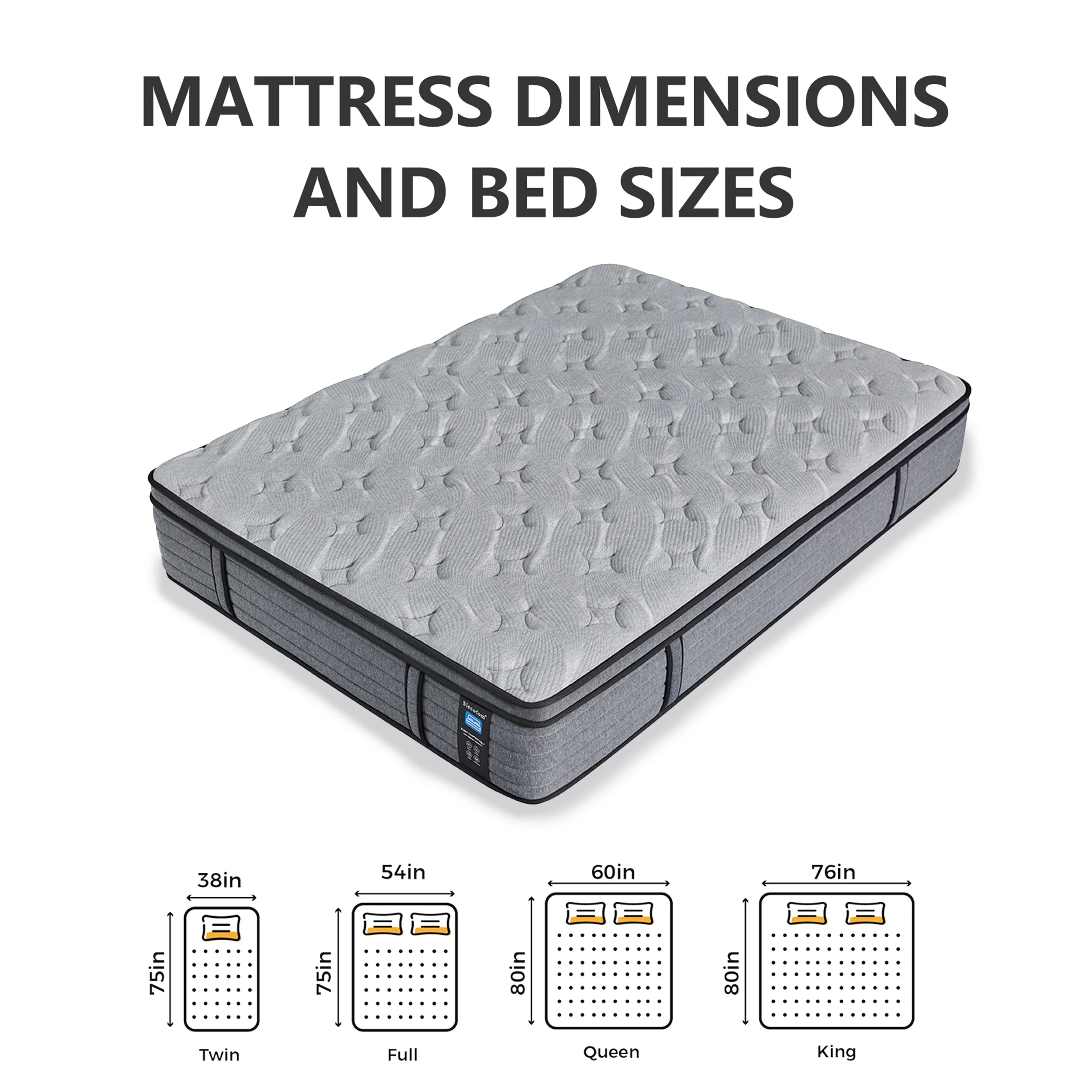 Modland 14-inch Hybrid Medium Euro Top Mattress, Pocket Spring Mattress in a Box