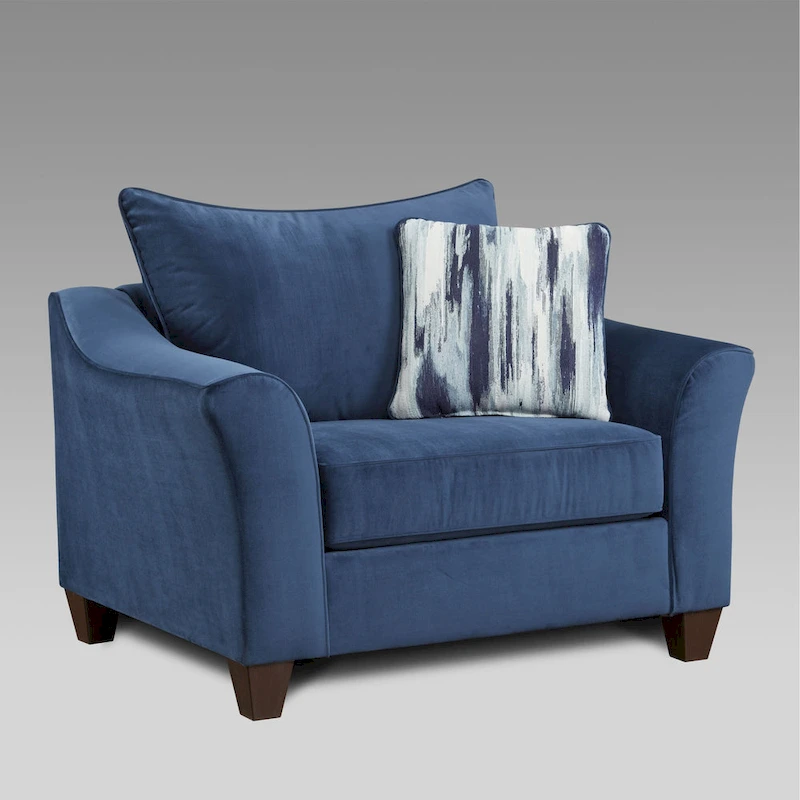 Roundhill Furniture Camero Fabric Pillowback 4-Piece Sofa Set in Navy Blue