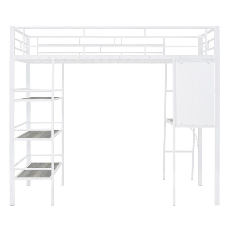 Twin Metal Loft Bed with Built-in Desk