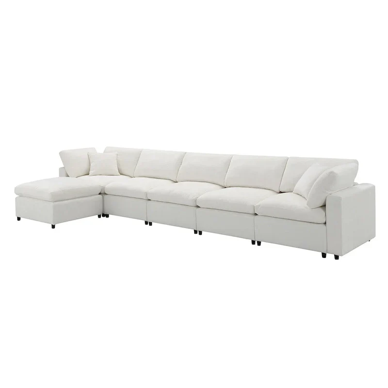 Modular Chenille Cloud Sofa Bed, Convertible U Shaped Sleeper Sofa