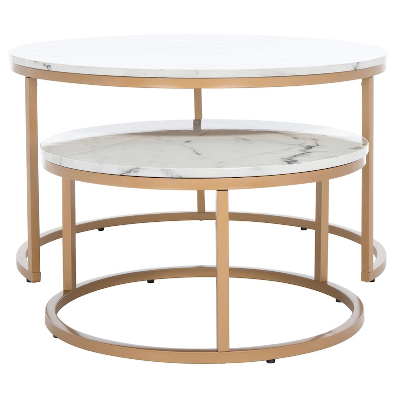 SAFAVIEH Elberta 2 Round Nesting Coffee Table - 43 L x 36 D x 18 H - 32Wx32Dx18H