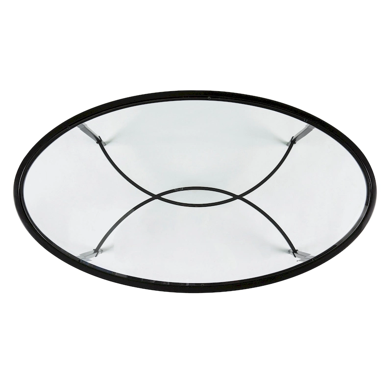 SEI Furniture Quaker Matte Black Metal Oval Coffee Table with Glass Top