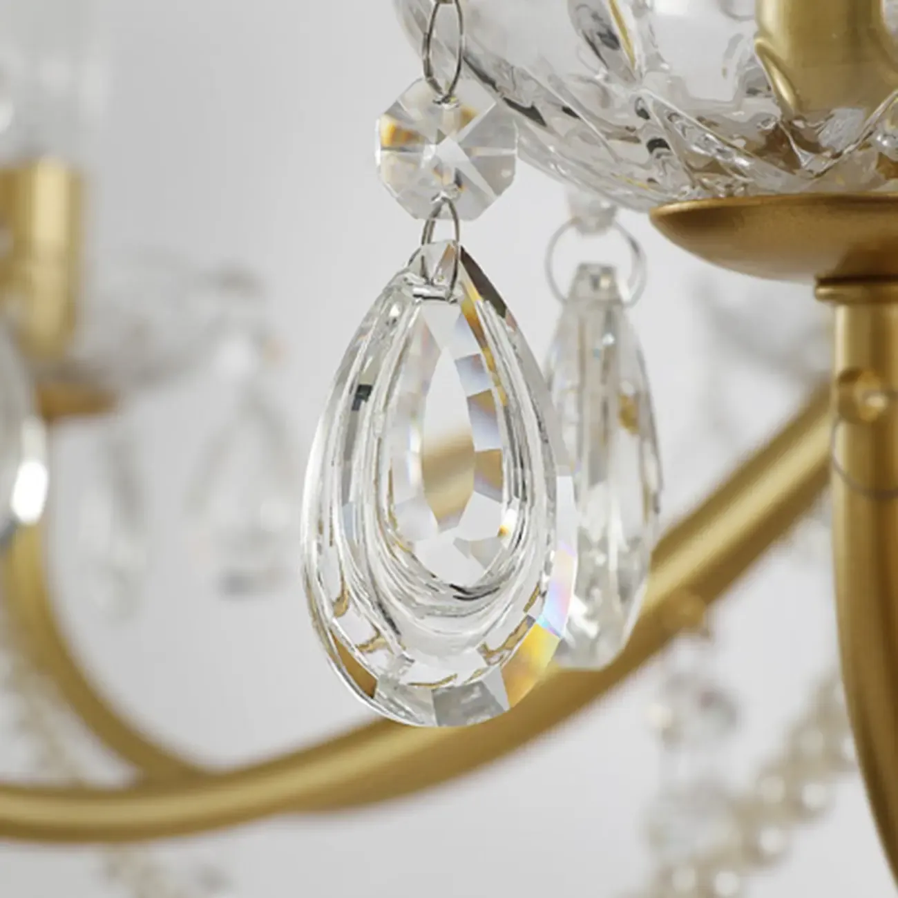 French Gold Crystal Candelabra Chandelier